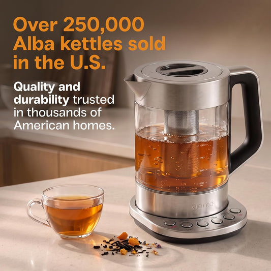 Viante Alba Electric Tea Kettle With Infuser, No Plastic, 1.5L