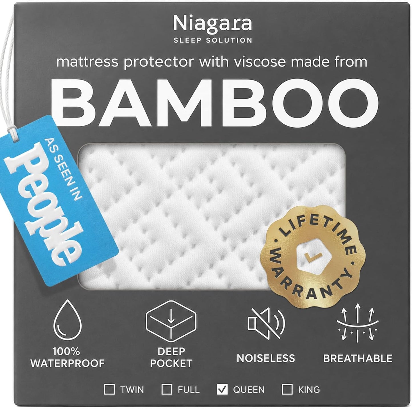 100% Waterproof Queen Mattress Protector - 360 Pad Protection Against Spills, Stains & Accidents for Parents & Pet Owners - Noiseless & Cooling Viscose Made from Bamboo (White)