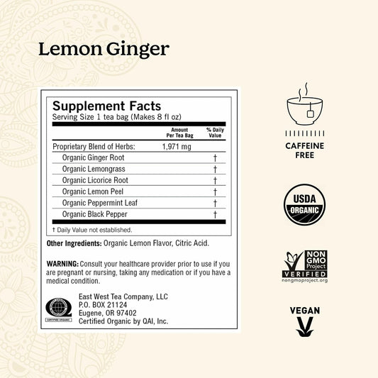 Yogi Tea Lemon Ginger - 16 Bags per Pack (4 Packs) - Organic Ginger Root Tea to Support Healthy Digestion - Includes Lemongrass, Lemon Flavor, Licorice Root, Lemon Peel & More