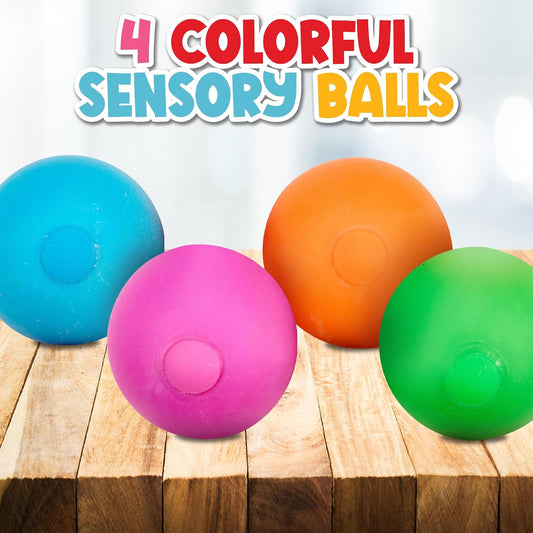 Playbees Pull, Stretch & Squeeze Stress Balls – 4 Balls – Elastic Sensory Balls for Stress & Anxiety Relief – Calming Fidgets for Kids & Adults – Assorted Color Balls for Autism, ADHD & Classroom Use
