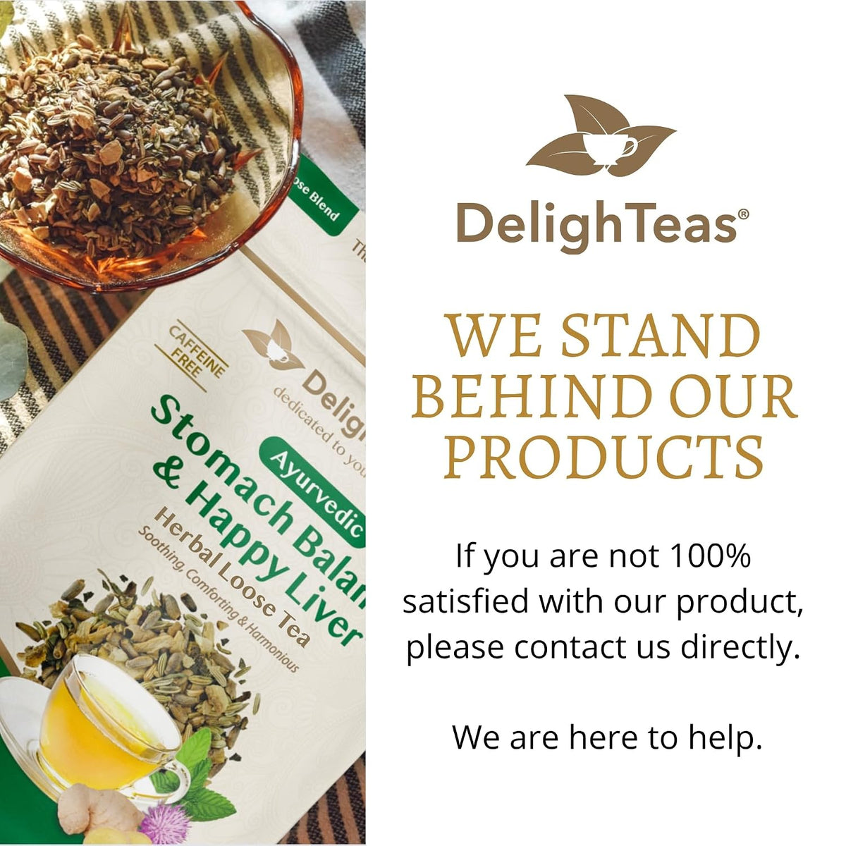 DelighTeas Ayurvedic Herbal Stomach & Liver Tea Bags | Eco-Friendly, Compostable Pyramids | Organic Milk Thistle, Fennel, Ginger, Peppermint & Licorice | Caffeine-Free, Kosher | 30 Tea Bags 4g Each