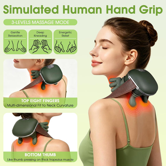 Anzzat Neck Massager with Heat Cordless Portable Neck and Shoulder Massager