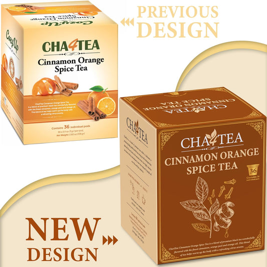 Cha4TEA 36-Count Cinnamon Orange Spice Black Tea Pod Compatible with Keurig