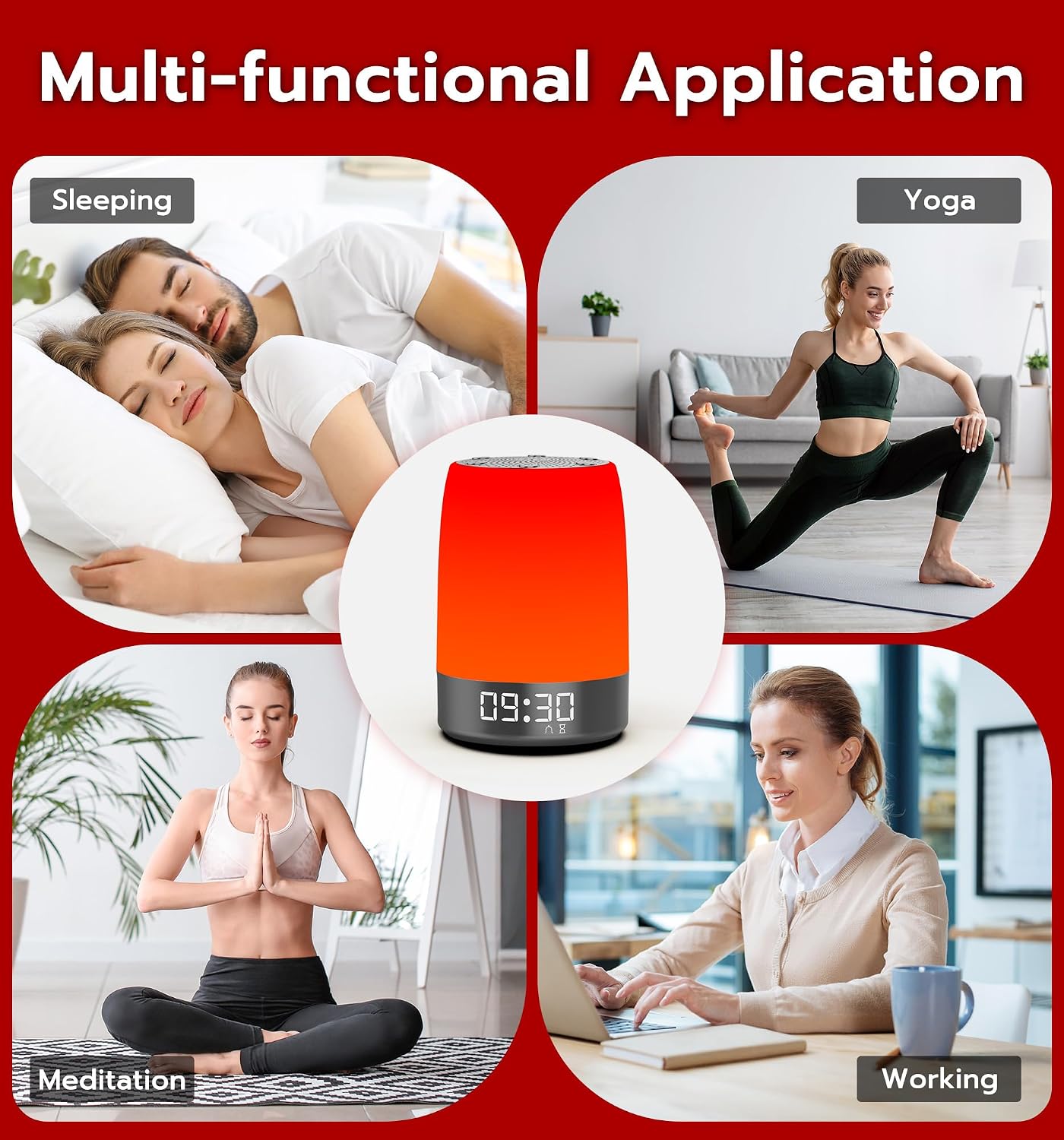 Anweller Smart Red Light Therapy Sleep Device White Noise Sound Machine with 5-Level Red Night Light (620–690nm) 32 White Noise Smart App Control Timer & Wake-Up Alarm Clock