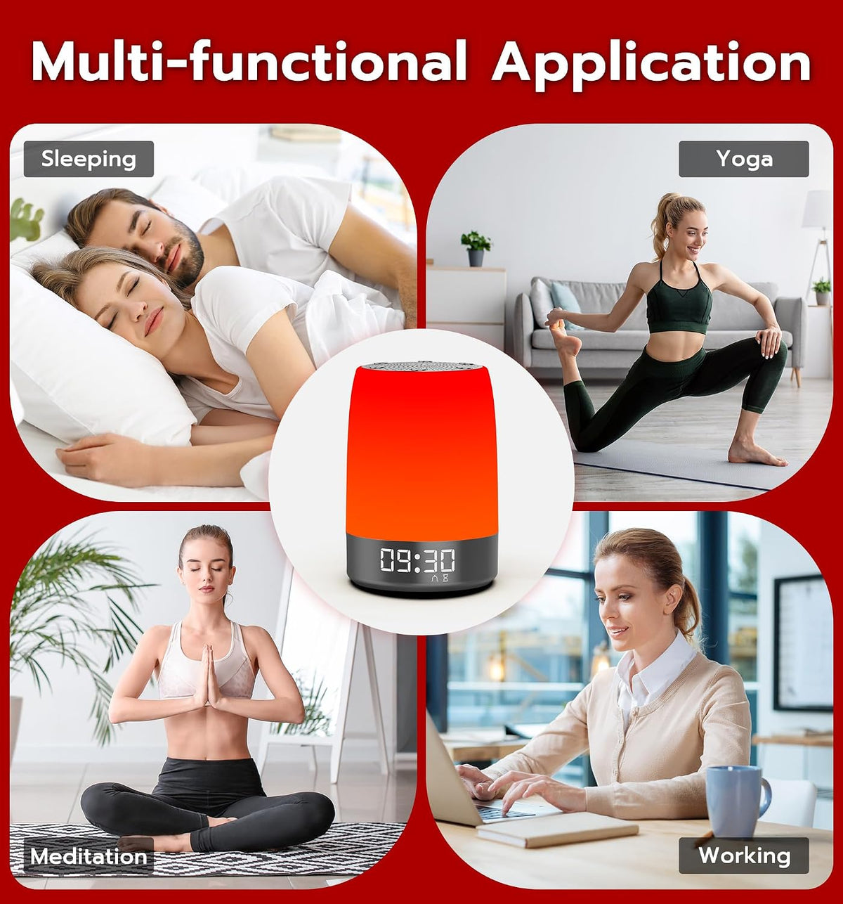 Anweller Smart Red Light Therapy Sleep Device White Noise Sound Machine with 5-Level Red Night Light (620–690nm) 32 White Noise Smart App Control Timer & Wake-Up Alarm Clock