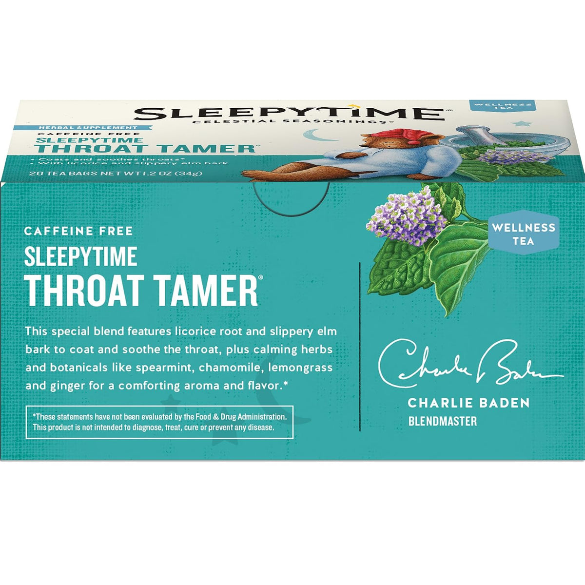 Celestial Seasonings Sleepytime Tea Plus Melatonin, Caffeine Free, Celestial Seasonings Herbal Tea, 18 Bag Box