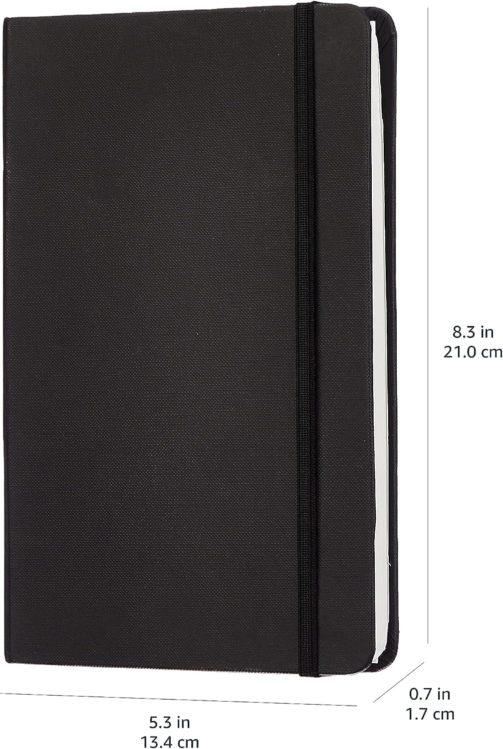Amazon Basics Classic Lined Writing Notebook for Note Taking and Journaling, Hardcover with Elastic Closure, 240 Pages, 5" x 8.25", Black