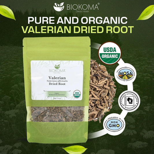 Biokoma Organic Valerian Root 3.55oz Valeriana officinalis Tea Relax Boost