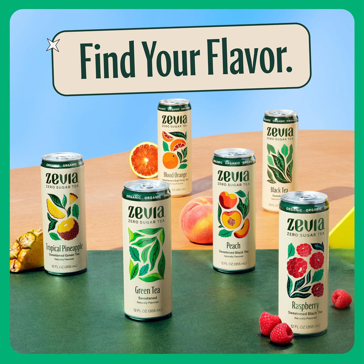 Zevia Zero Sugar Tea, Black Tea with Raspberry, 12 oz Cans (12-Pack) – Naturally Sweetened, Zero Calorie Sugar Free - Non-GMO Project Verified, Gluten-Free, Vegan