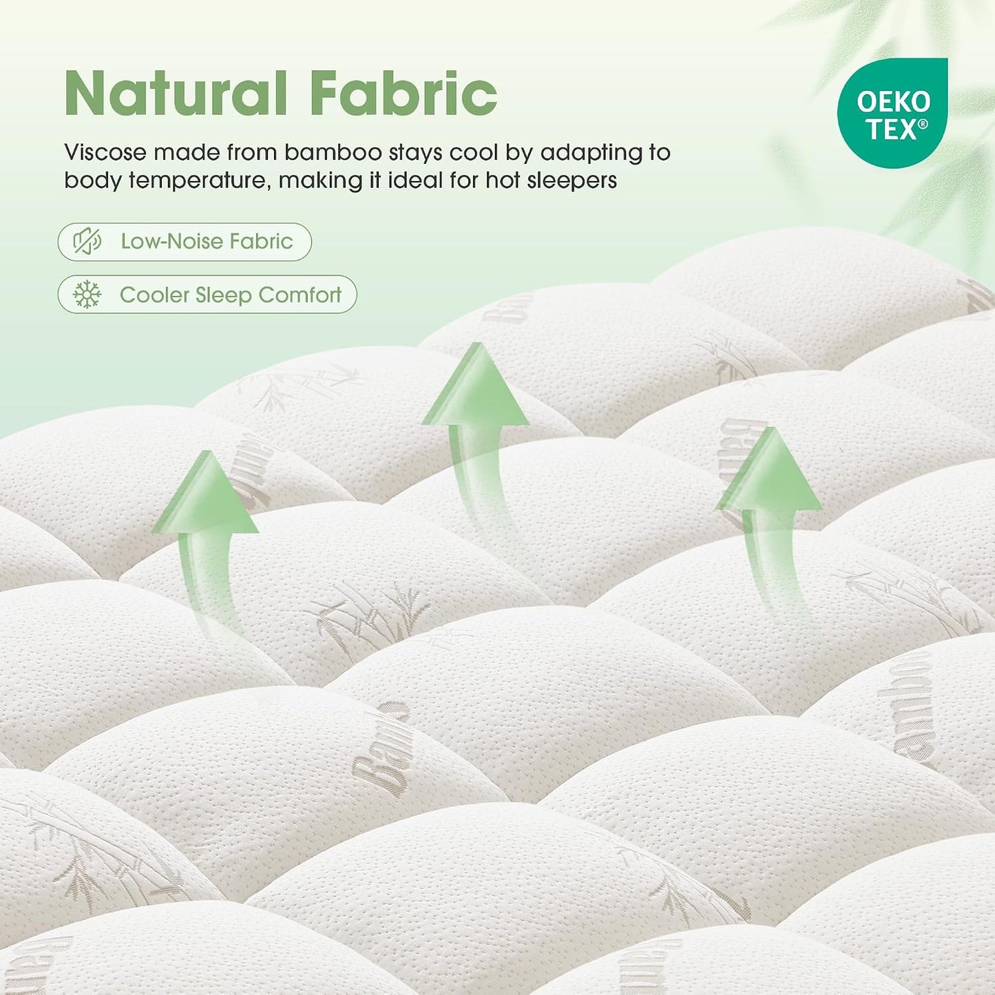 Mattress Pad Queen Size, Cooling Pillow Top Mattress Topper, Ultra Soft Viscose Made from Bamboo, Breathable for Hot Sleepers, Deep Pocket 8"-20", Green