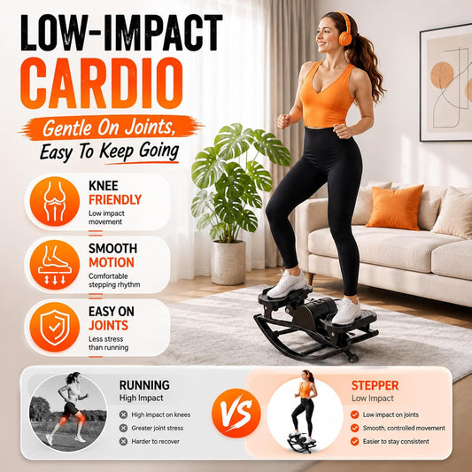 Lhanel Rock Stepper for Home Workout, Low-Impact Side Stepper with Resistance Bands, Side-to-Side Mini Stepper for Cardio, Weight Loss & Full Body Exercise