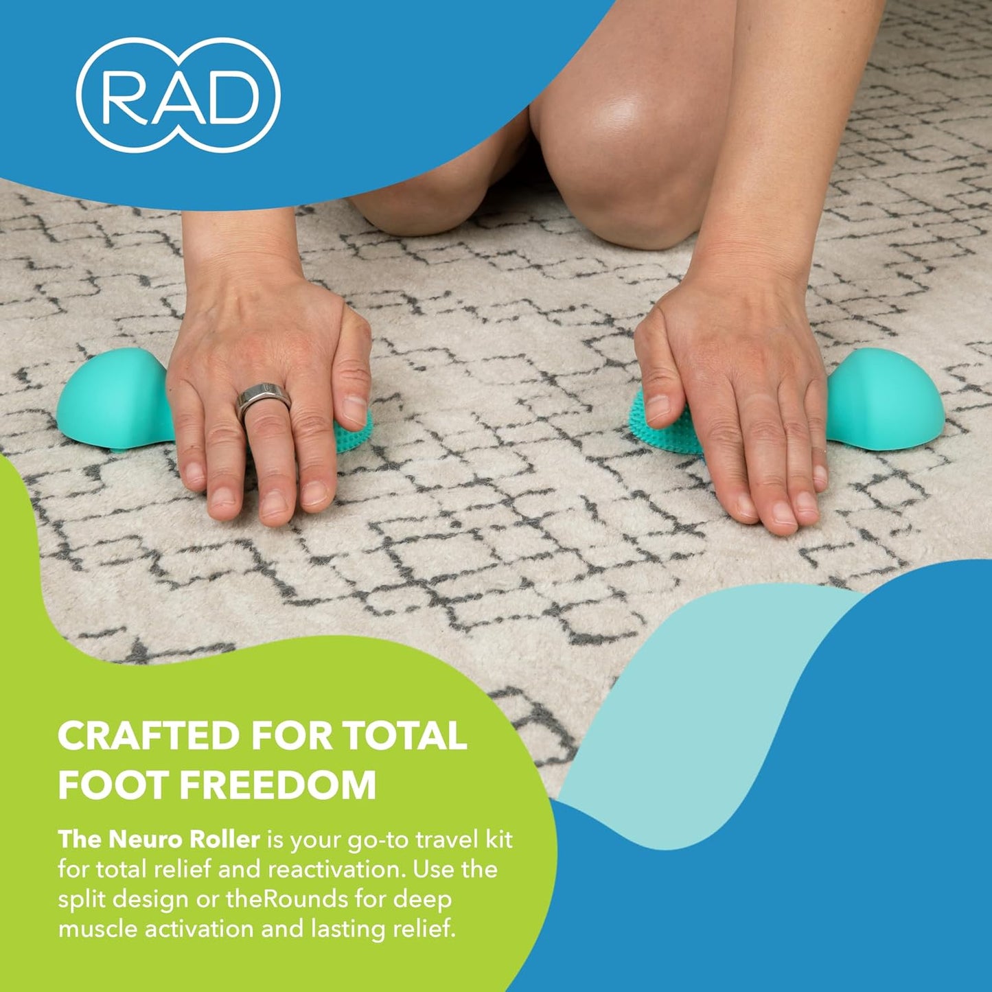 RAD The Original Neuro Ball – Foot Roller & Textured Massage Ball for Myofascial Release, Plantar Fasciitis, Hands & Face – Spiky Therapy Tool for Muscle Relief