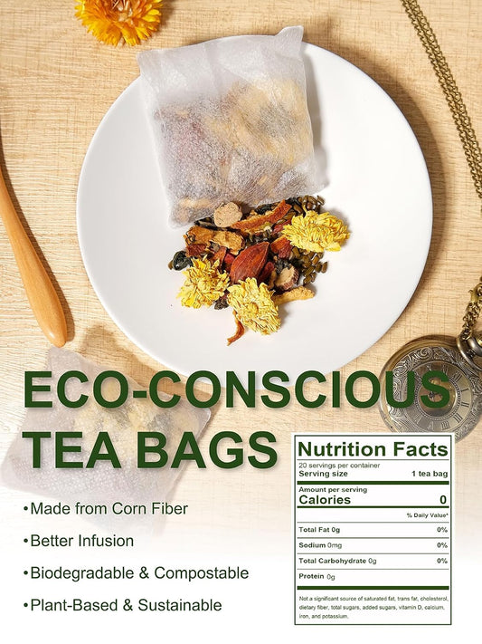 TeeLux Chamomile Tea Bags, 1.5g/bag, Pure Natural Chamomile Flowers Herbal Tea, Caffeine Free, 100 Count