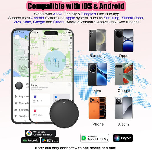 2026 Air Tracker Smart Tags Android & iOS-4 Packs,Dual System Bluetooth Luggag Tracker Keys Finder/Item Locator Work with Apple Find My (iOS)&Google's Find Hub(Android) for Key,Backpack,Luggage Black