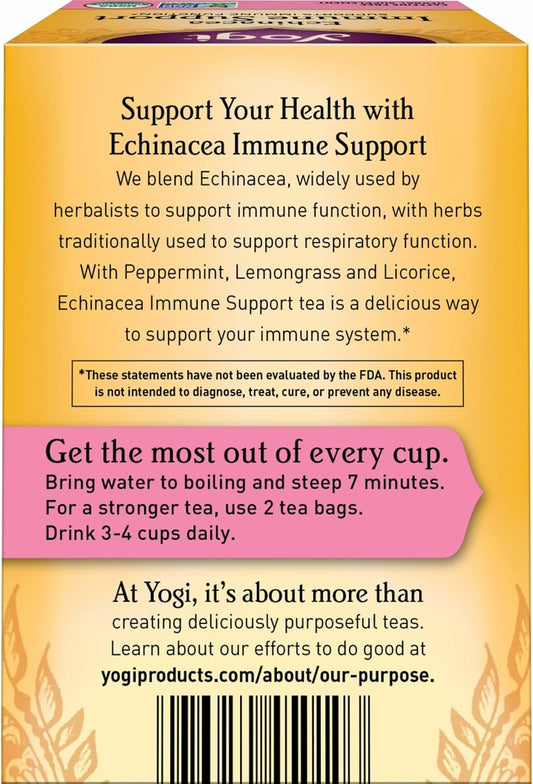 Yogi Echinacea Immune Support Tea, 16 Tea Bags (4 Pack)