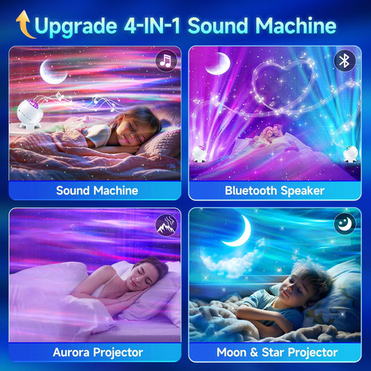 Baby Sound Machine Baby Night Light Projector with Star, 30 Soothing Sounds White Noise Machine for Sleep, 31 Color | 4 Films Sleep Trainer, Remote+Timer+3 Brightness Sensory Light for Autism Toys