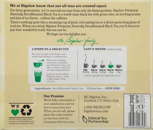Bigelow 48 Count Premium Decaffeinated Blend Black Tea, Contains 48 Individually Wrapped Tea Bags, Decaf Tea