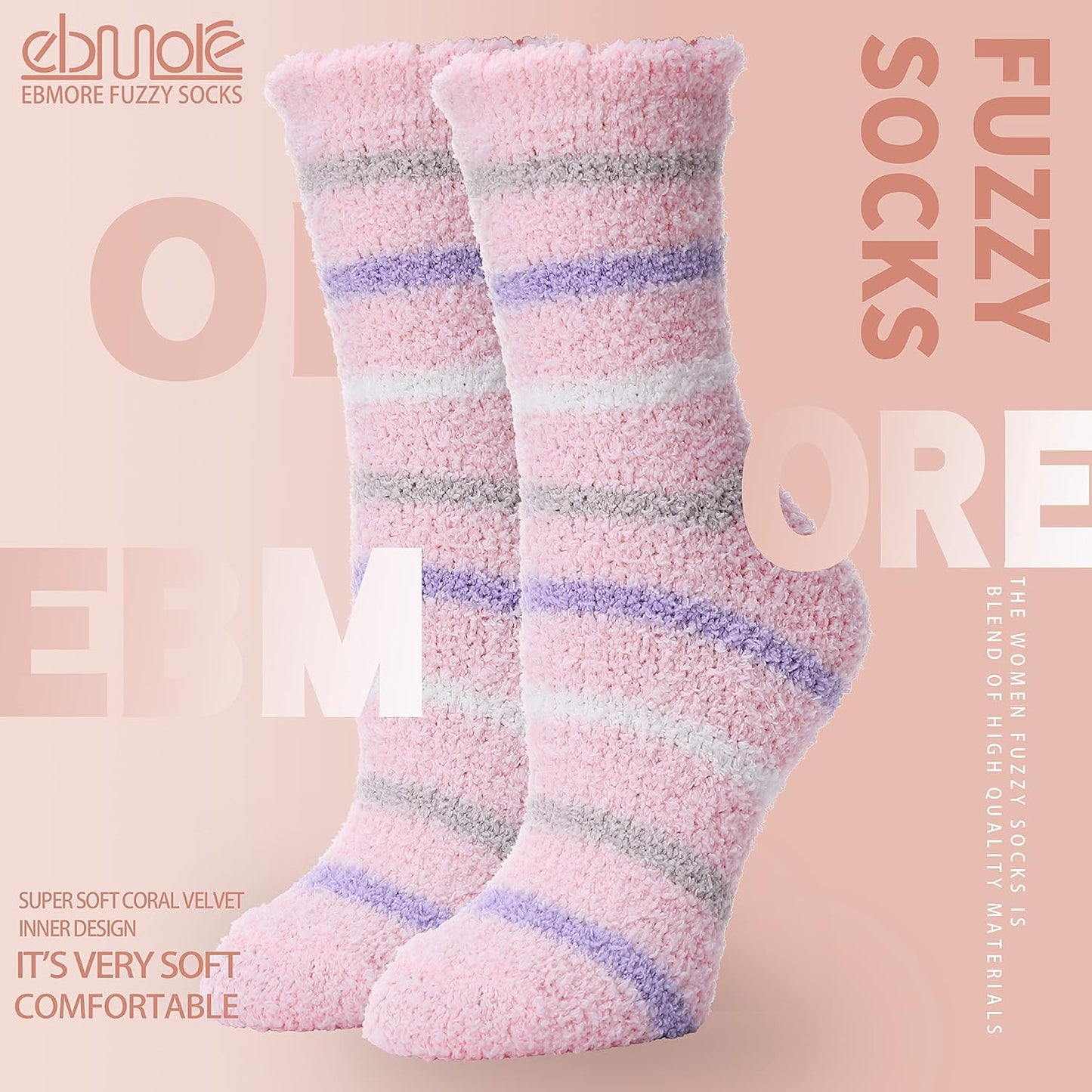 EBMORE Womens Fuzzy Socks Slipper Fluffy Cozy Comfy Cabin Plush Warm Winter Sleep Home Soft Socks