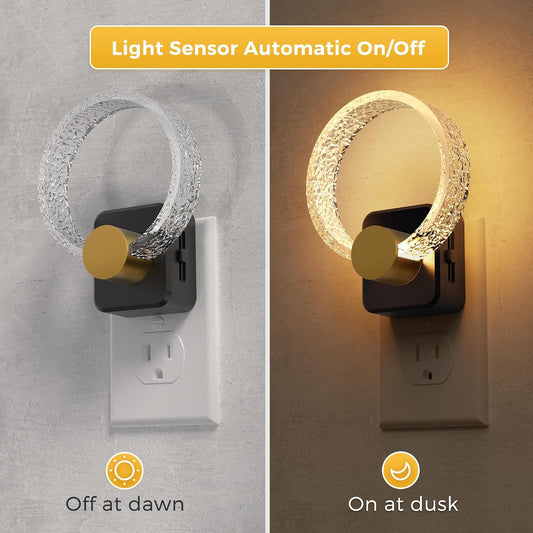 L LOHAS LED Night Light, Dimmable Night Lights Plug into Wall, Automatic Night Lights Plug in with Auto Light Sensor,Adjustable Brightness Amber LED Night Light, for Bedroom Hallway Home Decor