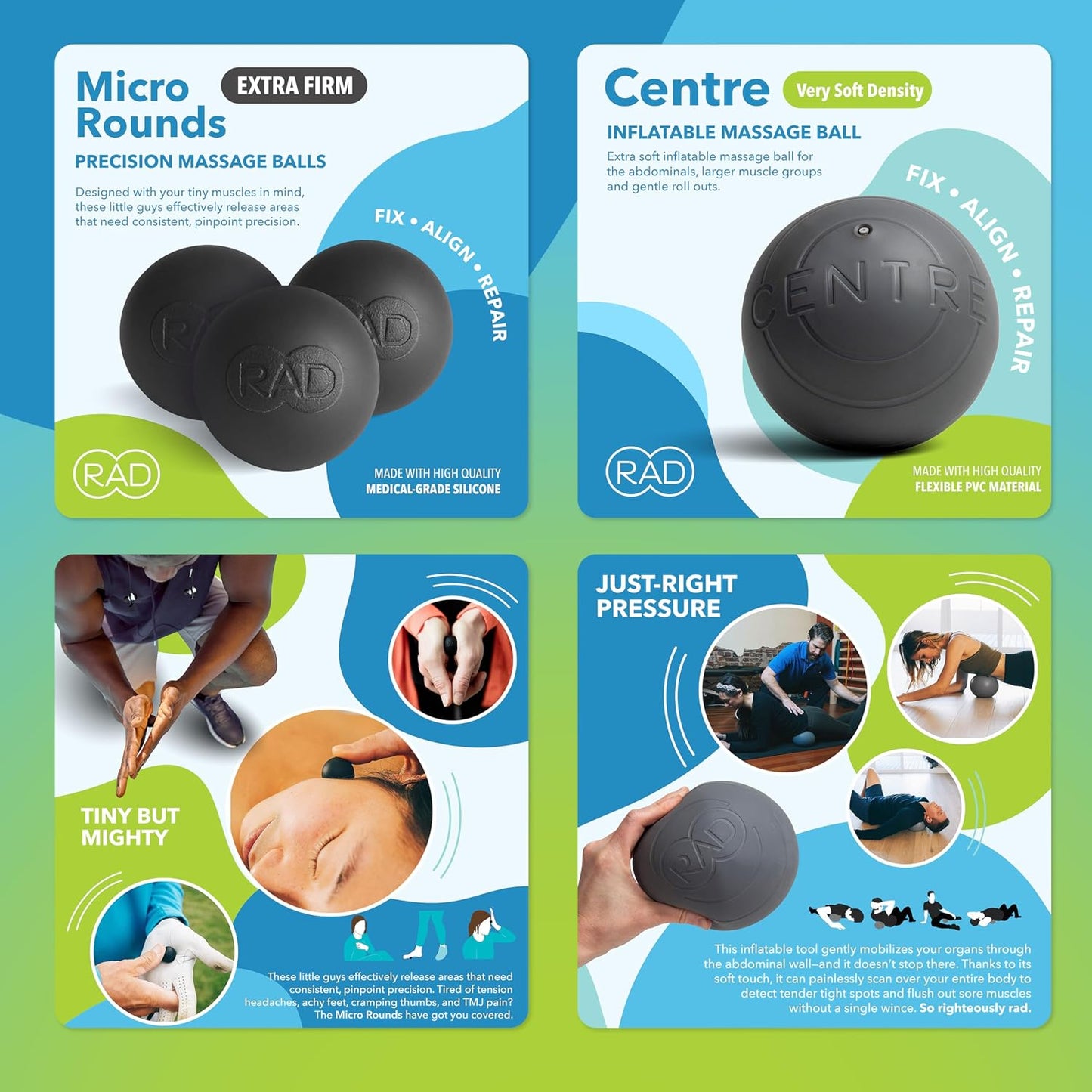 RAD Point Release Kit / 5-in-1 Massage Tool Kit with Block, Massage Balls and Peanut Roller for Self Massage, Mobility and Recovery