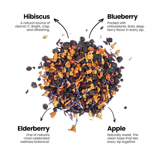 Leaf & Willow Blueberry Hibiscus Tea, Loose Leaf, Caffeine Free, Iced Tea