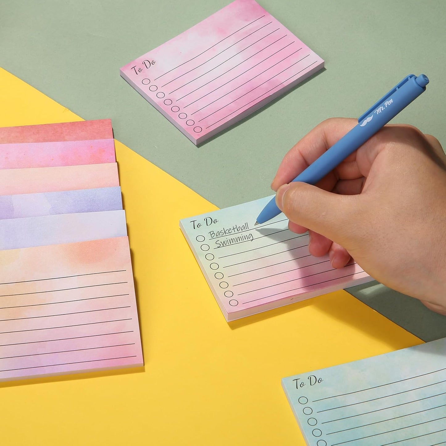 Mr. Pen- to Do List Sticky Notes, 3” x 5”, 9 Pads, 360 Sheets | Lined Checklist Sticky Pads with Smooth Writing, Easy Peel-Off, Thick Paper for Planning, Office, School & Daily Tasks