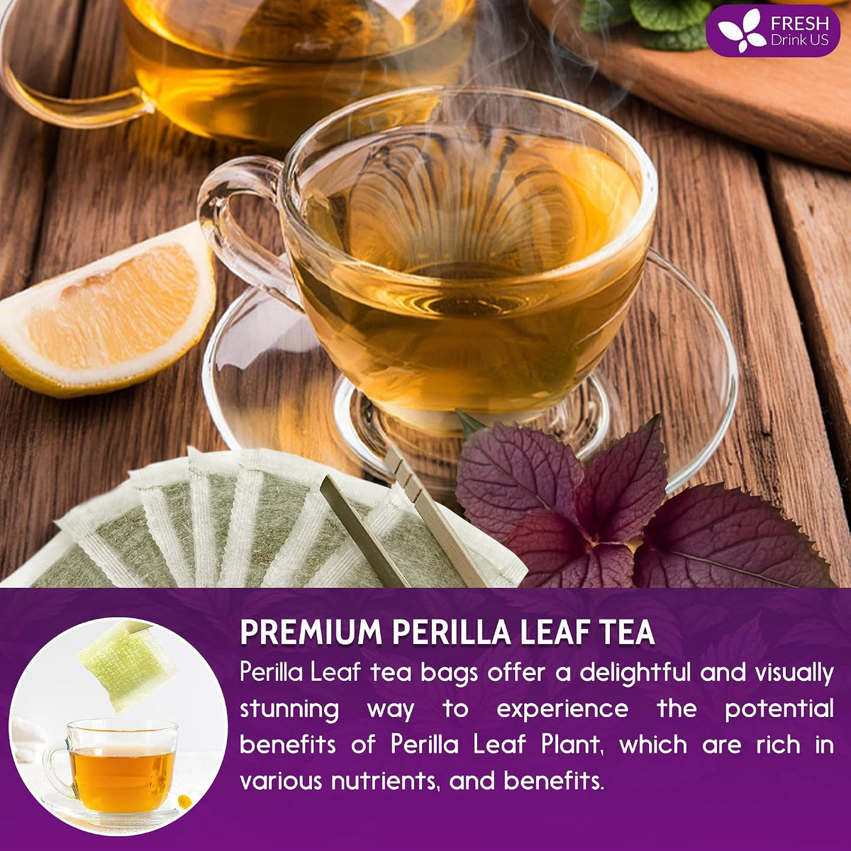 FreshDrinkUS, Premium Perilla Leaf Tea, 75 Count, Pure, Caffeine Free