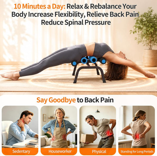 Mini Inversion Table with Rollers, Spinal Decompression Table Rollers | Back Extension Machine for Back Pain Relief, Easy to Assemble & 297 Weight Capacity, Home Gym Equipment