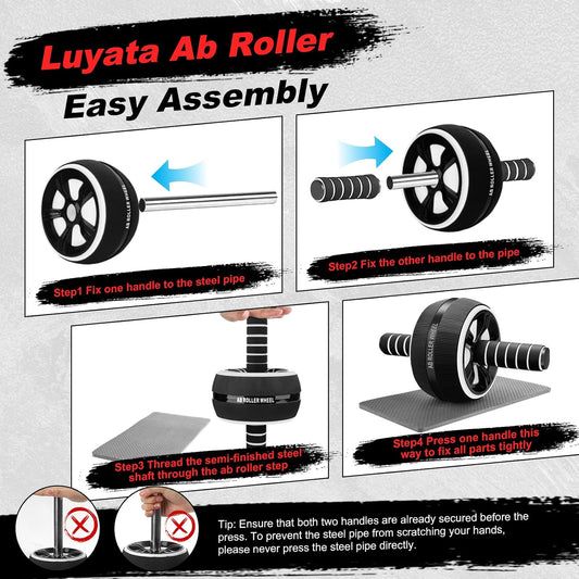 Ab Roller Wheel, 10-In-1 Ab Exercise Wheels Kit with Resistance Bands, Knee Mat, Jump Rope, Push-Up Bar - Home Gym Equipment for Men Women Core Strength & Abdominal Exercise