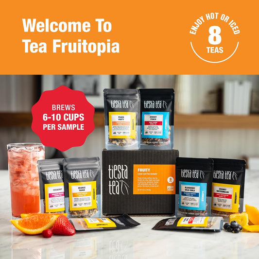 Tiesta Tea Fruity Tea Sampler Dry Flight Set Loose Leaf No 8 Pouches