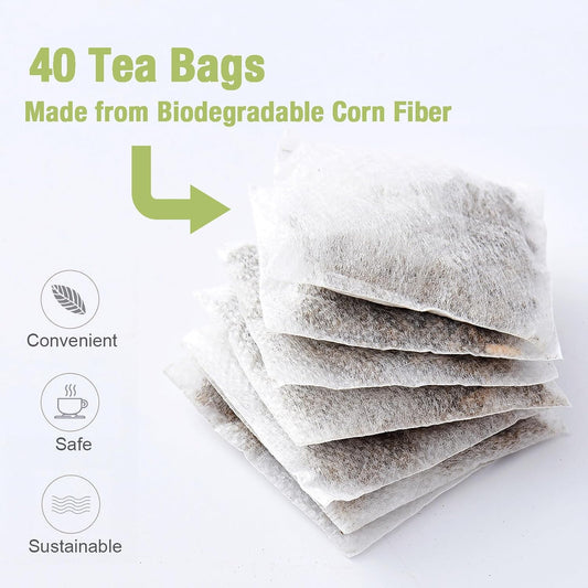 40 Bags Dried Mullein Leaf Tea for Lungs - Lung Detox Cleanse Tea for Smokers - Herbal Mullen Mullien for Breathe Easy - Caffeine-Free