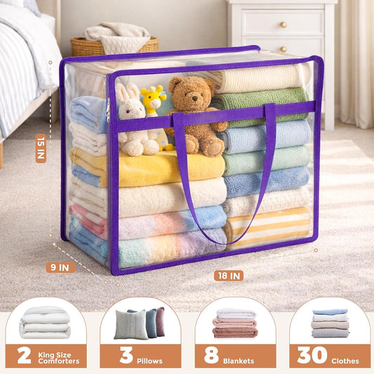 Clear Storage Bags for Clothes, 45L Closet Organizers and Storage