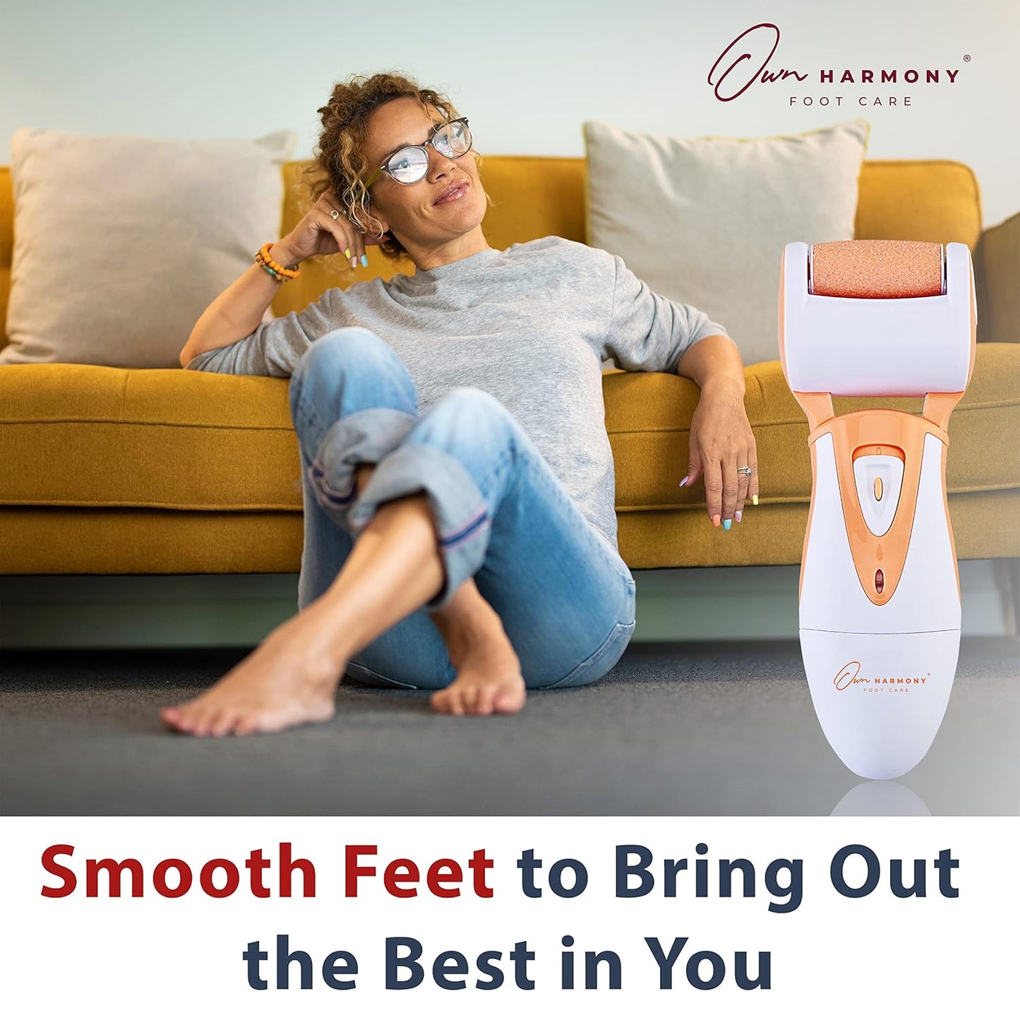 Electric Callus Remover: Rechargeable Electronic Foot File CR900 by Own Harmony (Powerful Motor) Best Pedicure Tools w 3 Rollers Professional Pedi Feet Care Sander for Cracked Heels and Hard Skin