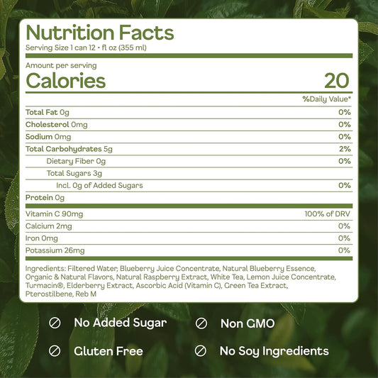 Happy Being Blueberry White Tea, Antioxidant, Low Sugar, 12oz 4 Pack