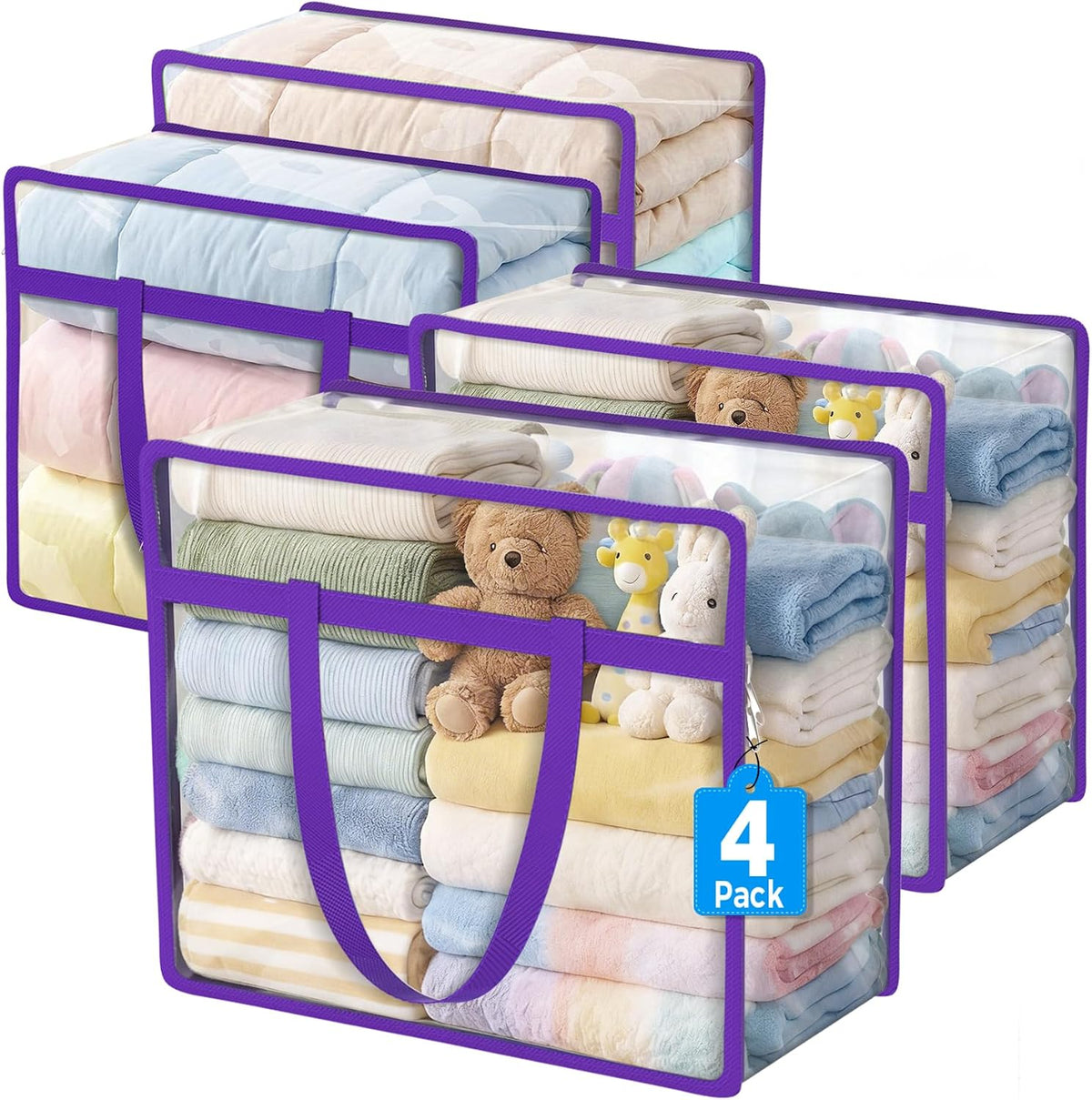 Clear Storage Bags for Clothes, 45L Closet Organizers and Storage
