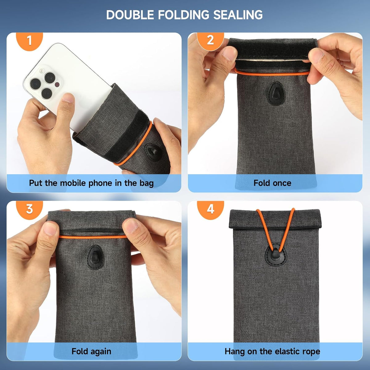 Faraday Bags for Phones 2 Pack Go Dark Bags for Cell Phones, Signal Blocking Case, RFID Blocking Pouch for Privacy Protection Gray