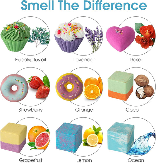 comfso Bath Bombs for Kids, 10 Bath Bomb Gift Set, Natural Bubble Bathbombs
