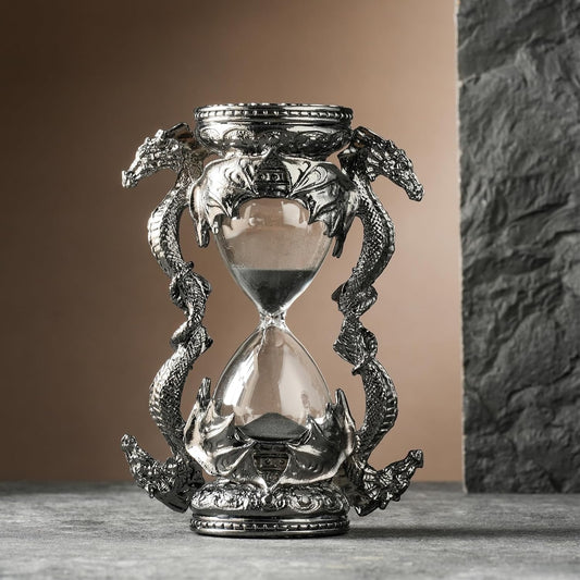 Mythical Fantasy Dragon Sandglass Sand Timer, Gothic Decorative Statue - Unique Vintage Classic Hourglass Timer, Desk Home Decor Gift, 6-inch, Single 15 Minutes (Black Snake)
