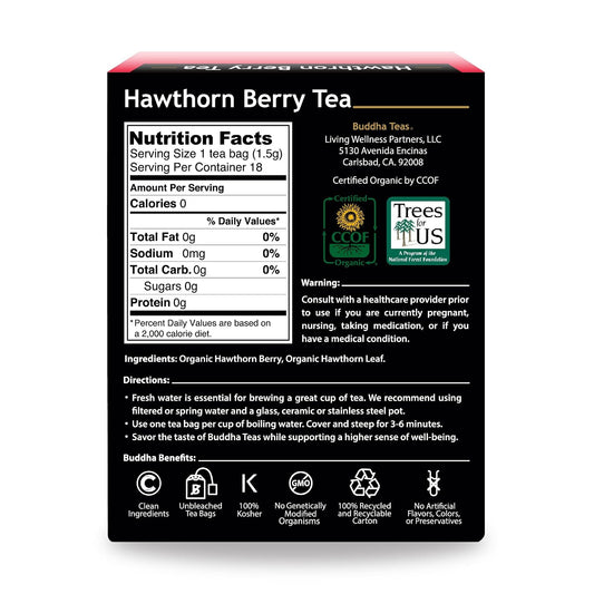 Buddha Teas Organic Hawthorn Berry Tea - Herbal Tea, Caffeine Free