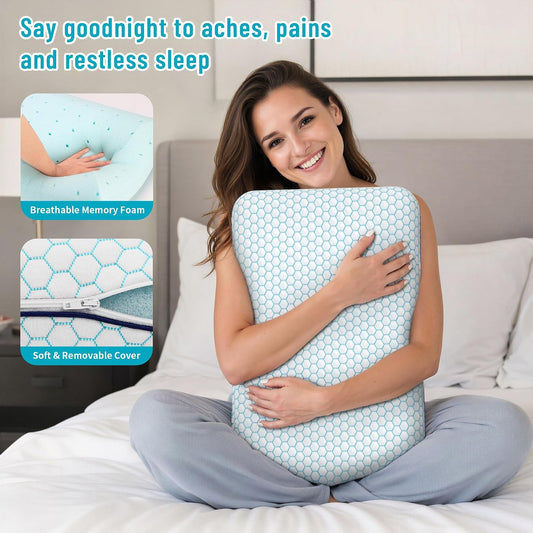 CushyOasis Bed Pillows for Sleeping 2PCS, Memory Foam, Standard Size, Blue