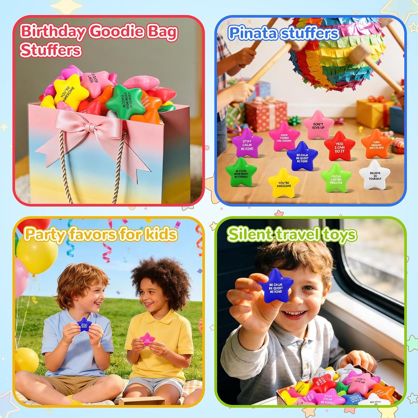 108 Pack Motivational Stress Balls Bulk for Adults & Kids Foam Stress Toys