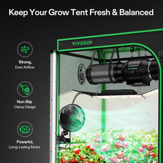 VIVOSUN AeroWave A6 Grow Tent Clip Fan, 6" Auto Oscillating Fan