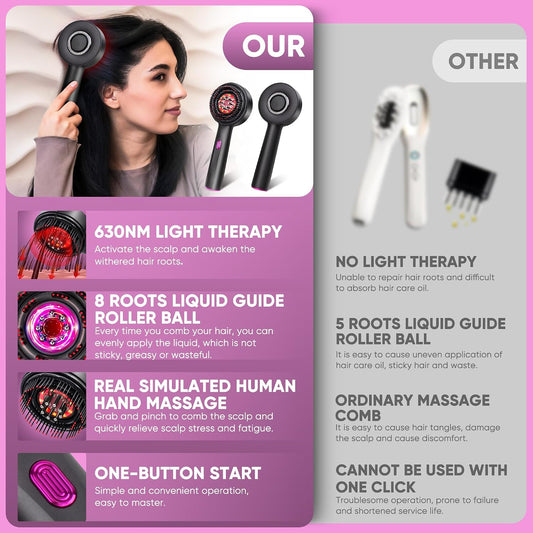 3-in-1 Scalp Massager & Hair Growth Oil Applicator,Rechargeable Scalp Brush