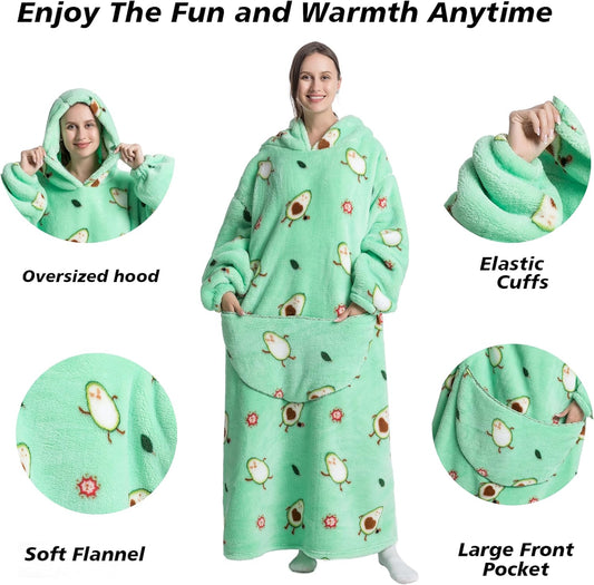 Capecage Blanket Hoodie, Long Hooded Blanket Sweatshirt as Birthday Gifts for Women Men, Long Wearable Blanket for Women Men.