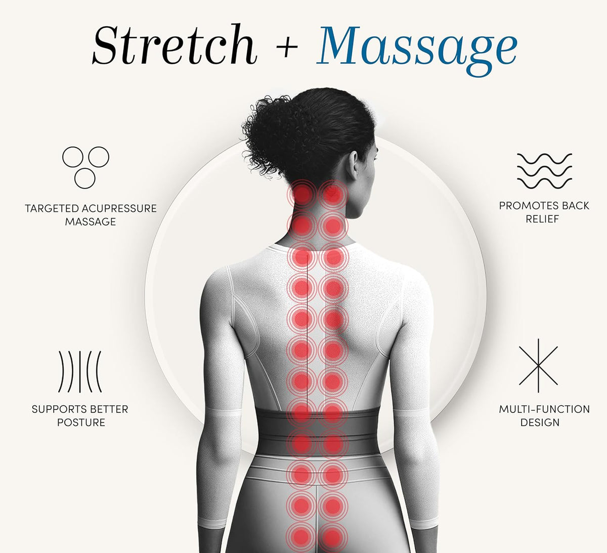 Halo Spine Stretcher for Back Pain Relief, Full Back Decompression, Upper and Lower Back Stretcher, Spine Alignment, and Deep Tissue Acupressure Therapy with 24 Massage Balls