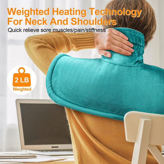 Heating Pad for Neck and Shoulders and Back, Mothers Day Gifts for Mom Wife Grandma, Birthday Gifts for Women, Weighted Neck Heating Pads, Large Heat Pad, 6 Heat Settings 4 Auto-Off, 17"x23" Blue