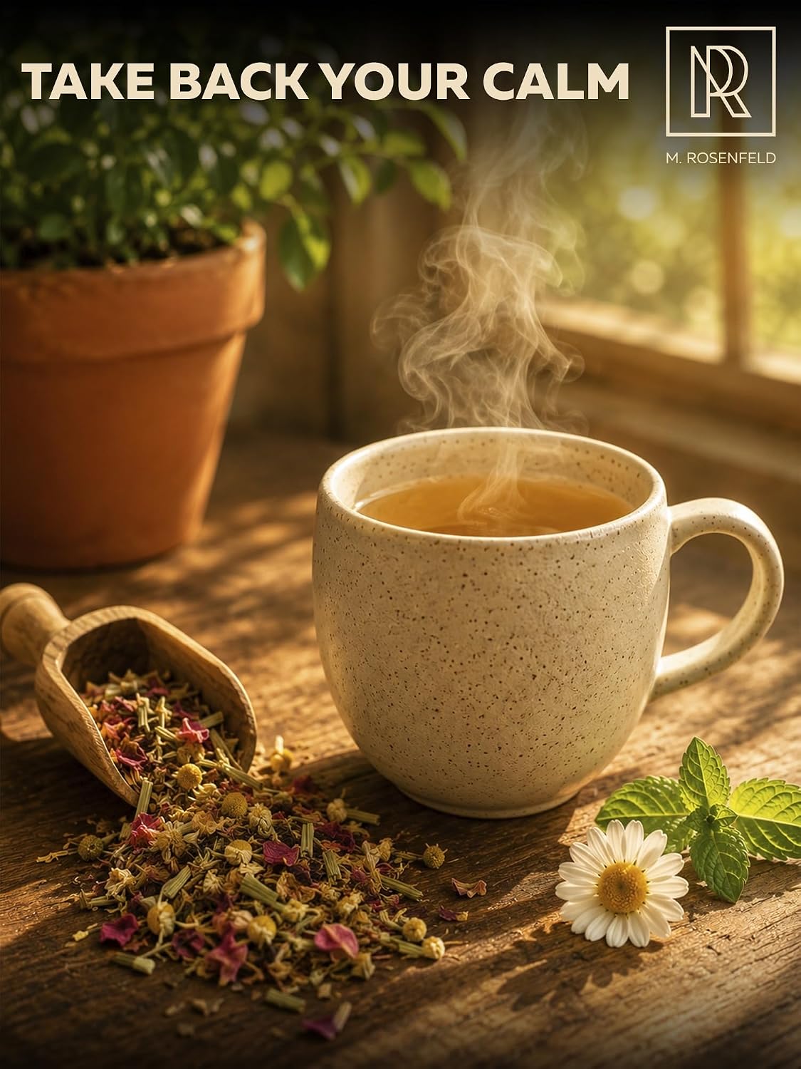 Ashwagandha Tea Loose Leaf – Golden Balance – Chill & Relax Herbal Blend with Chamomile, Lemon Balm & Lavender – Caffeine-Free Adaptogen Root Tea with a Naturally Slightly Earthy Flavor for Calm & Relaxation, 4 oz