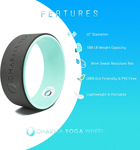 Dharma Yoga Wheel Basic - Spine Roller and Back Ring, Stretches Ligaments, Muscles with Foam Padding for Deeper Poses | Yogic Stretching and Alignment with Circle Design
