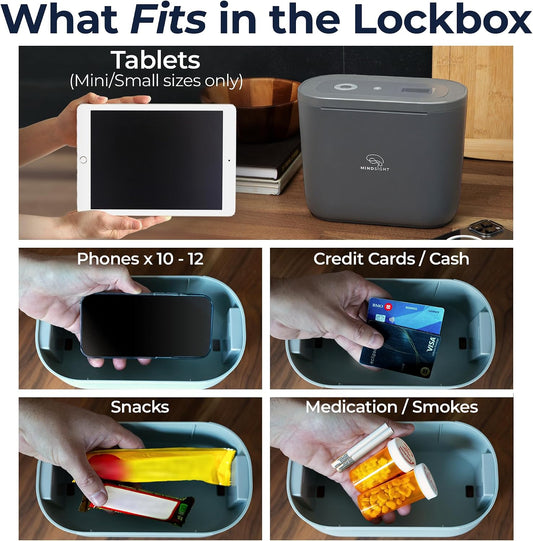Mindsight Timed Lock Box | Unplug from Phones, Video Games, Social Media, Snacks & Cravings | 3 Modes based on Willpower | Easy to Use | Out of Sight ~ Out of Mind | Boost Your Mental Wellness