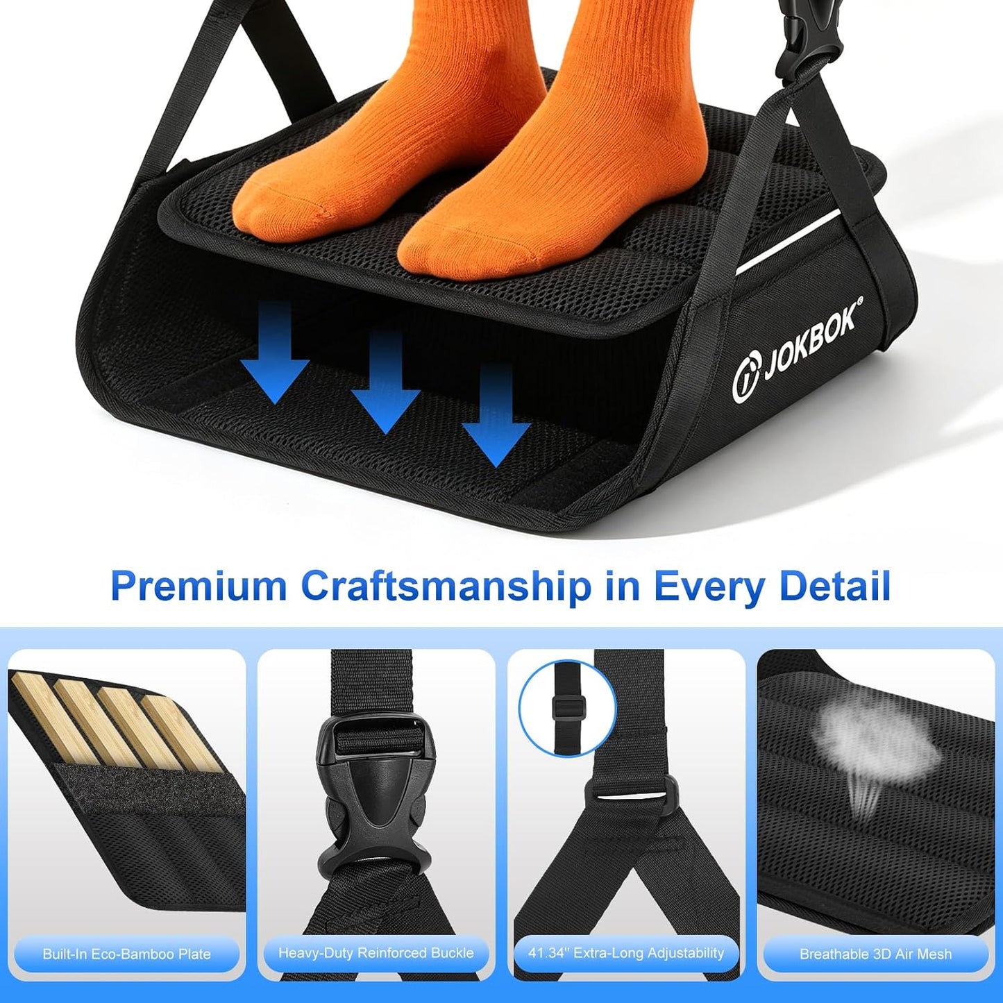 Extra-Wide 2-in-1 Airplane Foot Hammock, Detachable Bamboo Base Airplane Footrest No-Squeeze Foot Rest, Travel Essentials for Flying Long Flights, Portable Leg Sling Seat Cushion Travel Accessories